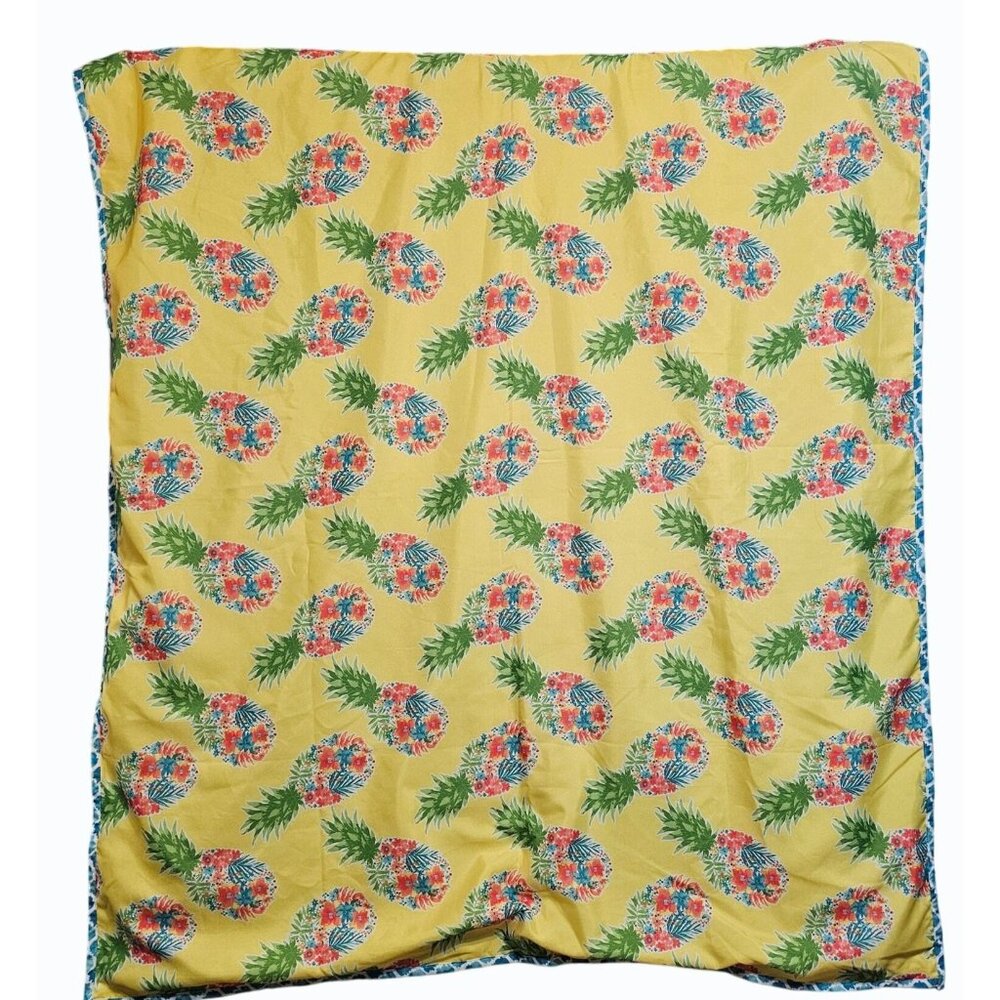 Isaac Mizrahi Reversible Colorful Pineapple Print Picnic Beach Blanket 60" x 50"